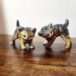 Vintage Porcelain Gray Kittens Salt & Pepper Shakers